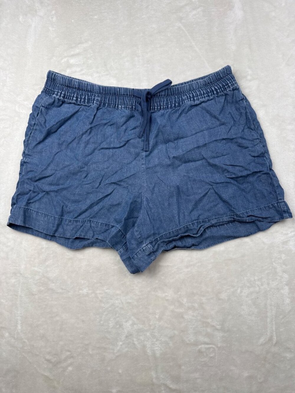 Hilary Radley Womens Blue Tencel Lyocell Pull-On Shorts With Elastic Waist & Poc